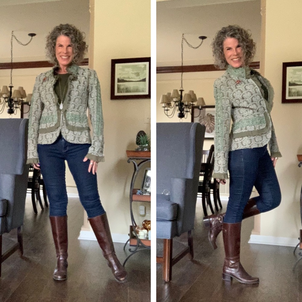 Mur Mur baroque style jacquard blazer w/ lace and raw edges